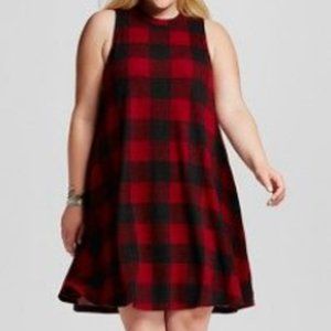 Three Hearts Buffalo Plaid Swing Shift Dress 3X